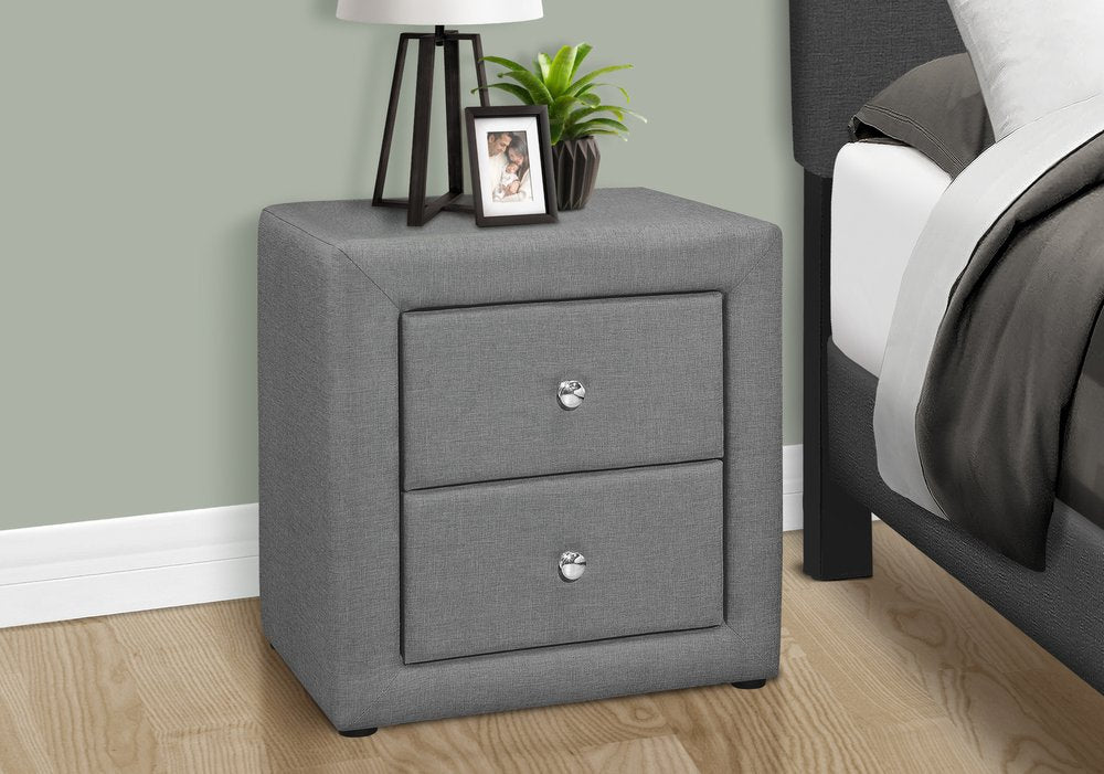 21" Gray Wood Two Drawer Nightstand