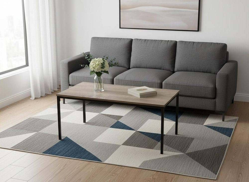 40" Taupe And Black Metal Coffee Table