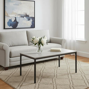 40" Gray And Black Wood And Metal Coffee Table