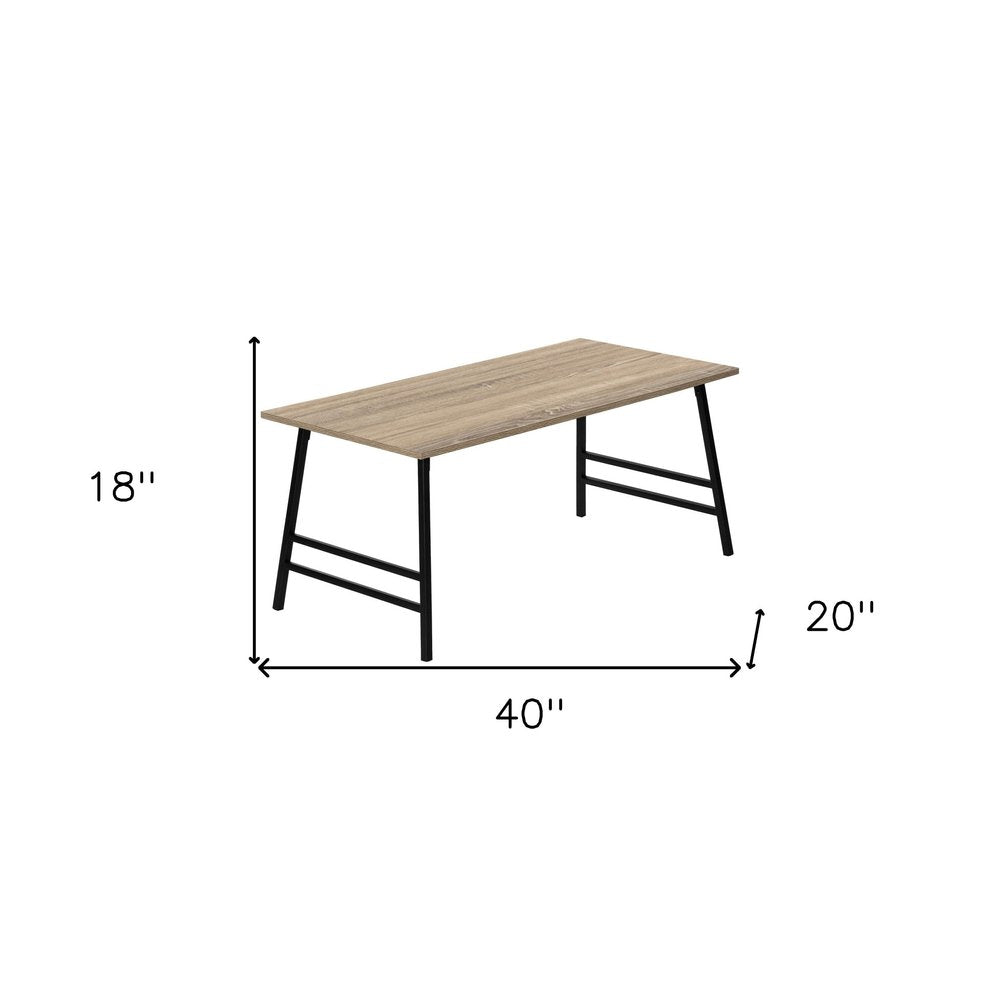 40" Taupe And Black Metal Coffee Table