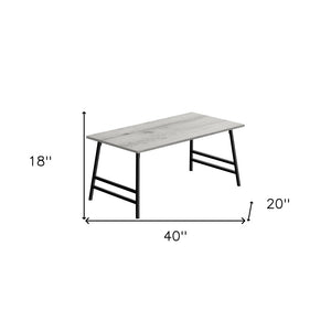 40" Gray And Black Metal Coffee Table