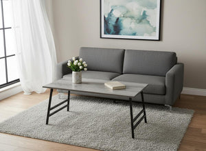 40" Gray And Black Metal Coffee Table