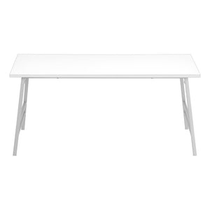 40" White And Silver Wood And Metal Coffee Table