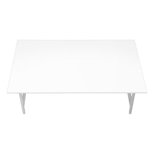 40" White And Silver Wood And Metal Coffee Table