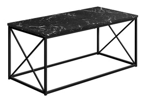 41" Black Wood And Metal Coffee Table