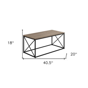 41" Taupe And Black Metal Coffee Table