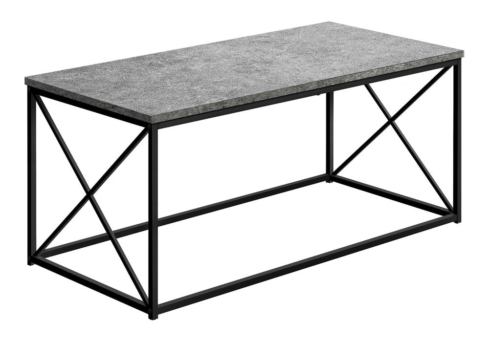 41" Gray And Black Wood And Metal Coffee Table
