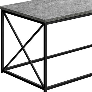41" Gray And Black Wood And Metal Coffee Table