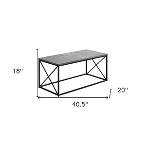 41" Gray And Black Wood And Metal Coffee Table