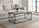 41" Gray And Black Wood And Metal Coffee Table