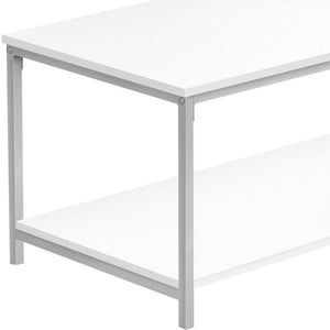40" White And Silver Metal Coffee Table