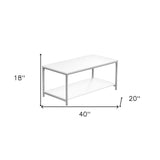40" White And Silver Metal Coffee Table