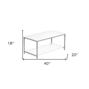 40" White And Silver Metal Coffee Table