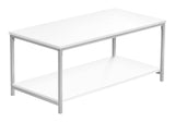 40" White And Silver Metal Coffee Table