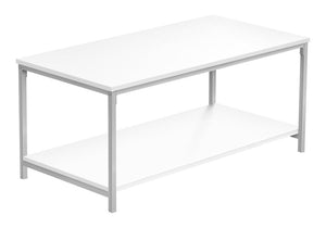 40" White And Silver Metal Coffee Table