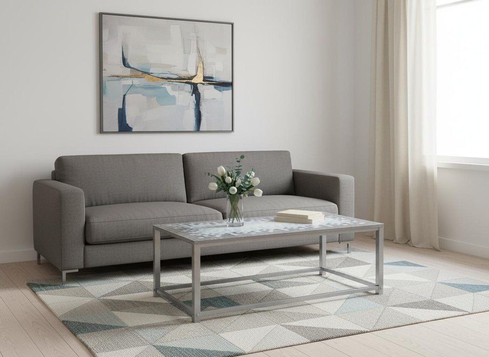 42" Gray Metal Coffee Table