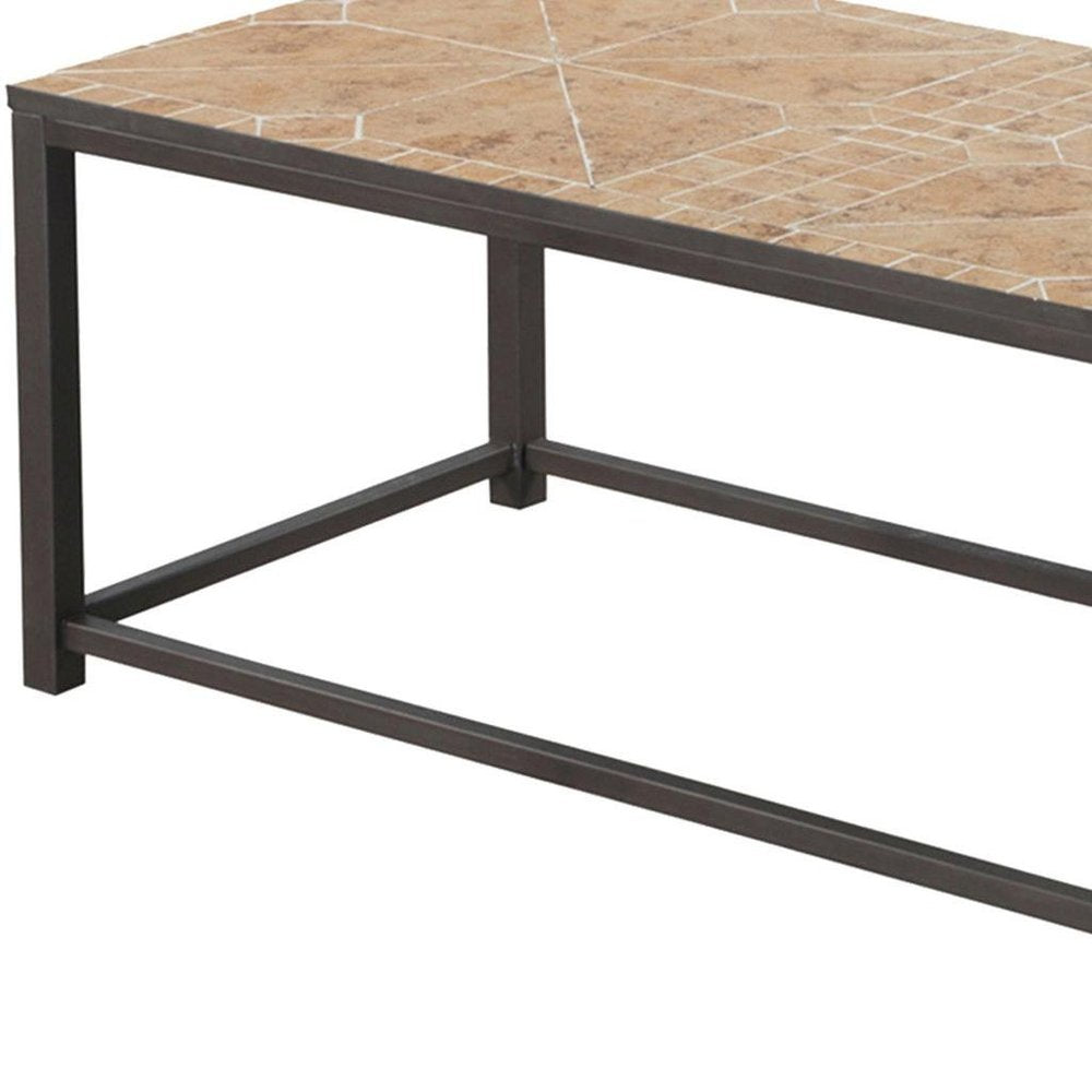 42" Brown Metal Coffee Table