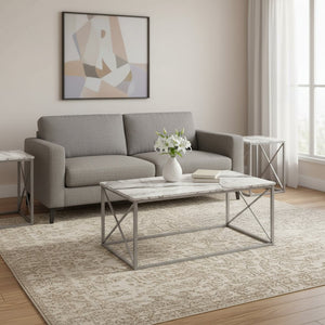 Set of Three 42" White Metal Coffee Table