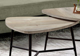 Set of Two 33" Taupe And Black Triangle Nested Coffee Tables