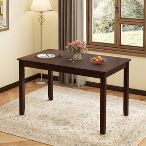 48-Inch Wooden Dining Table for 4 People Rectangular Kitchen Table with Rubber Wood Legs-Cherry
