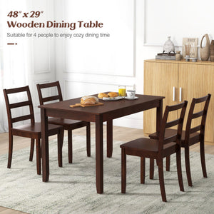 48-Inch Wooden Dining Table for 4 People Rectangular Kitchen Table with Rubber Wood Legs-Cherry