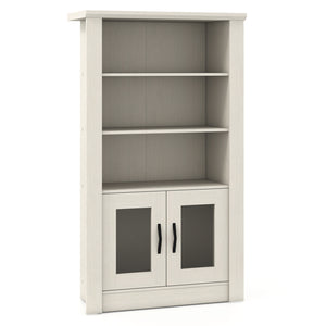 48.5" Modern Bookcase 4-Tier with 2 Translucent Fluted Doors and Anti-Tipping Kits-White