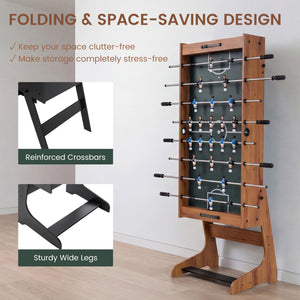 48 Inch Folding Full Competition Size Soccer Table-Natural