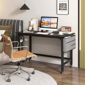 48 Inch Mobile Computer Workstation with 4 Smooth Casters-Black