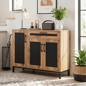 48 Inch Sideboard Buffet Cabinet with Drawer and Metal Legs-Natural