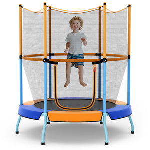 48 Inch Toddler Trampoline with Safety Enclosure Net-Orange