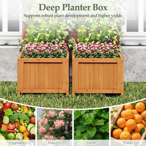 48 Inch Wood Raised Garden Bed with Trellis with Drainage Holes-Natural