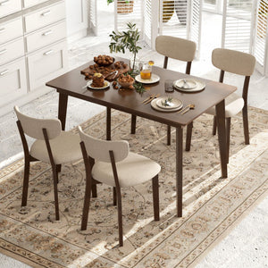 48 Inch Wooden Dining Table with Rubber Wood Legs for 4 People-Brown