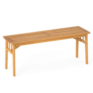 48 Inches Acacia Wood Bench with Breathable Slat Seat and Stable Triangular Structure-1