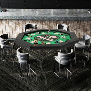 48 Inches Foldable Poker Table with Padded Rails and Cup Holders-Green