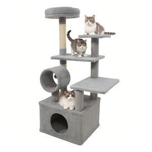 48 Inches Tall Cat Tree Multi-Level Kitten Tower with Large Condo Padded Top Perch-Light Gray