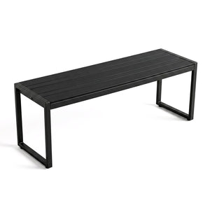 48" Outdoor Bench with Wood-Plastic Composite and Metal Frame Slatted Sea for Garden-Black