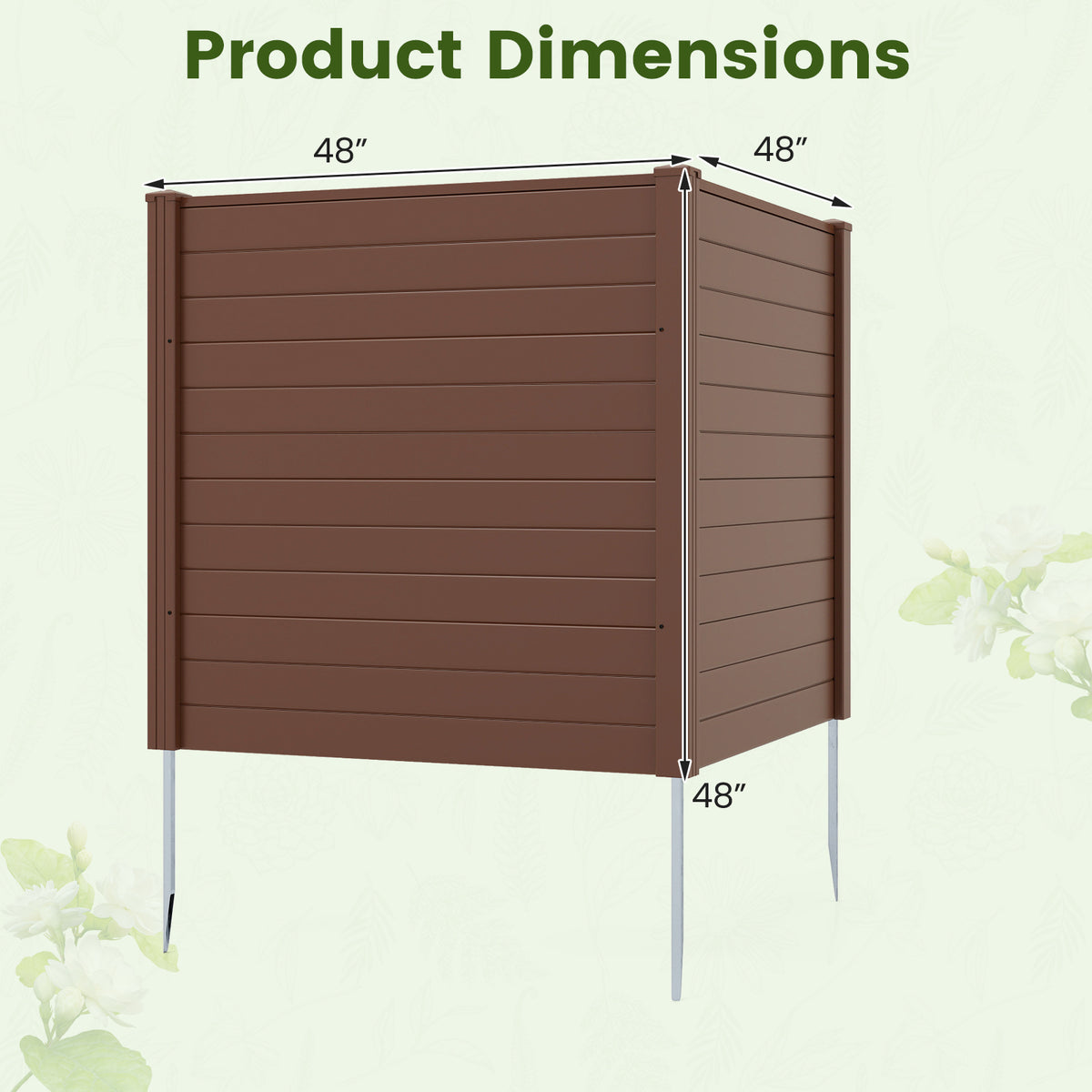 48" W x 48" H Outdoor Privacy Fence Screen Air Conditioner Fence with Galvanized Metal Ground Stakes-Brown