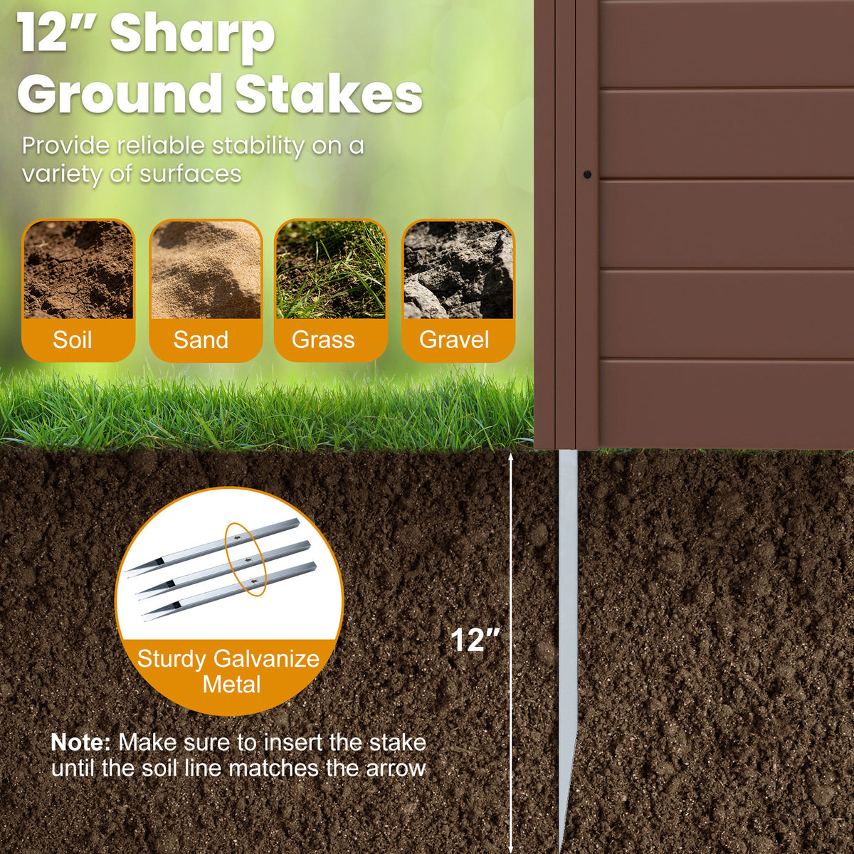 48" W x 48" H Outdoor Privacy Fence Screen Air Conditioner Fence with Galvanized Metal Ground Stakes-Brown
