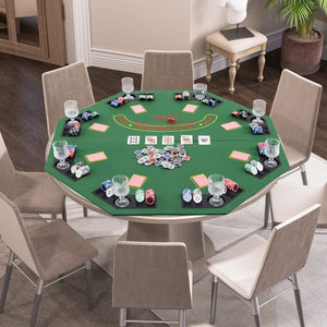 48 Inch 8-Player Foldable Poker Table Top with Carrying Bag and Cup Holders-Green