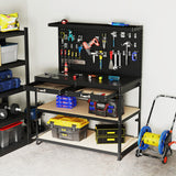 48 x 24 Inch Workbench Work Table with 3 PCs Pegboard Drawer and Shelves-Black