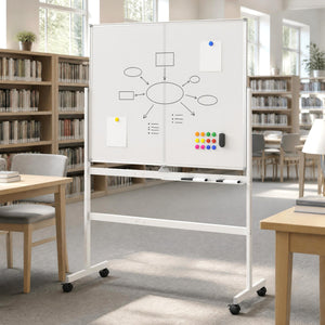 48" x 36" Double-Sided Mobile White Board with Lockable Universal Wheels for Office-White