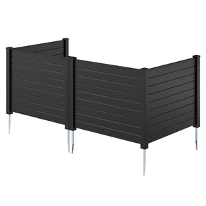 48 x 38 Inch Air Conditioner Fence 3 Panels with Metal Ground Stakes for Patio Backyard-Black