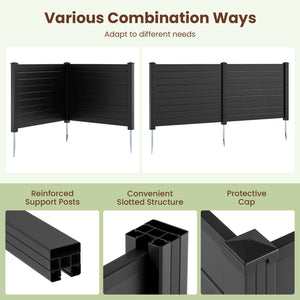 48 x 38 Inch Air Conditioner Fence 3 Panels with Metal Ground Stakes for Patio Backyard-Black