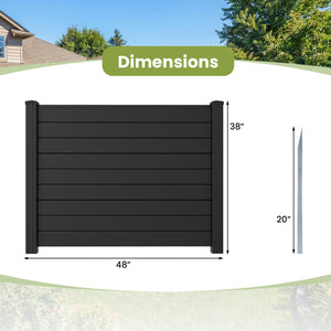 48 x 38 Inch Air Conditioner Fence 3 Panels with Metal Ground Stakes for Patio Backyard-Black
