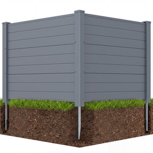 48 x 38 Inch Air Conditioner Fence 2 Panels with Metal Ground Stakes-Gray