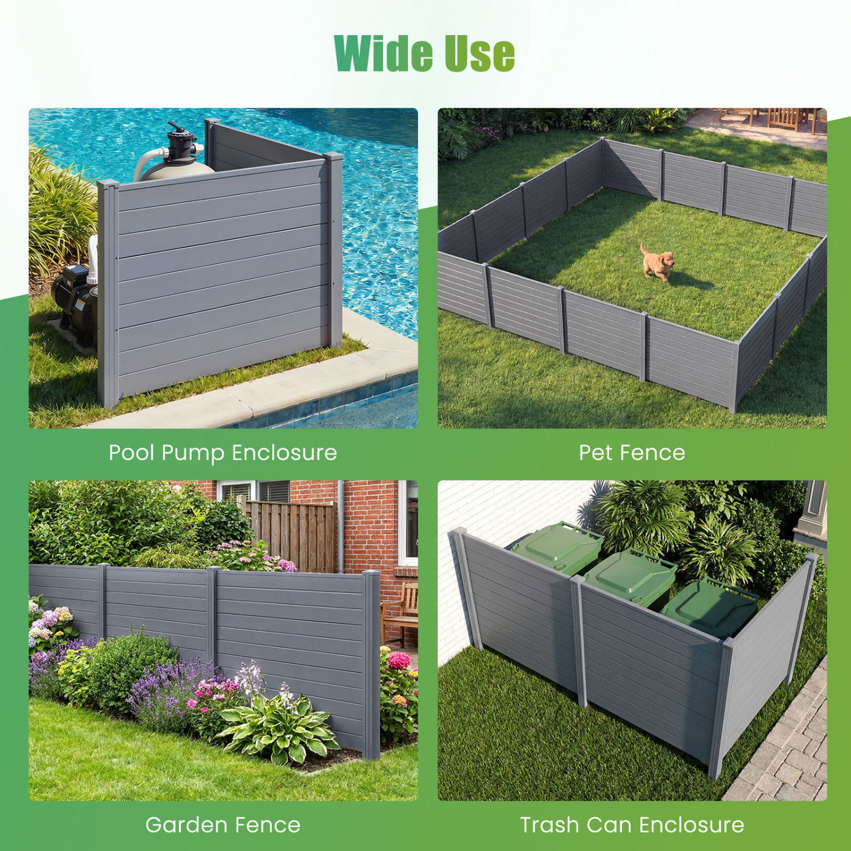 48 x 38 Inch Air Conditioner Fence 2 Panels with Metal Ground Stakes-Gray