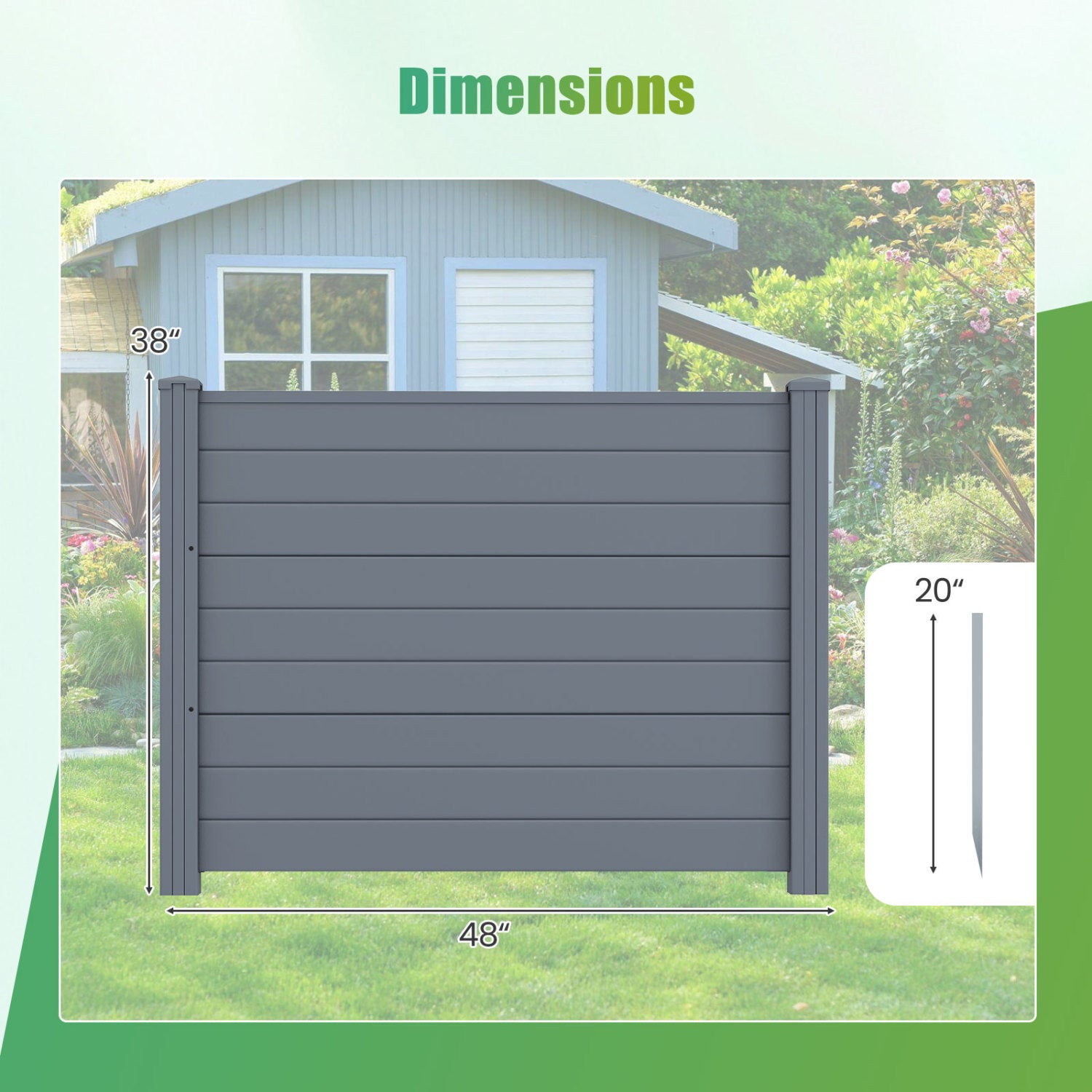 48 x 38 Inch Air Conditioner Fence 2 Panels with Metal Ground Stakes-Gray