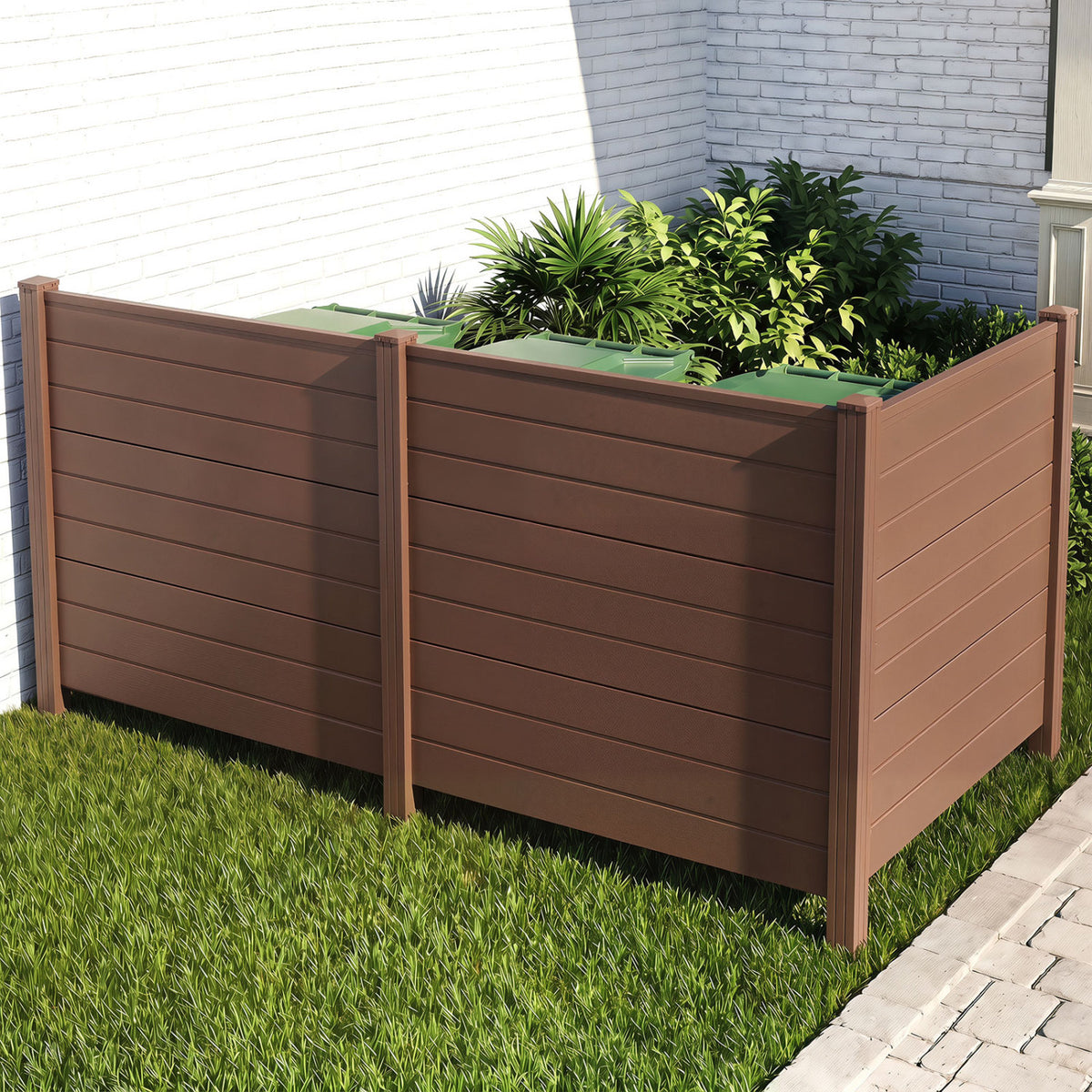 48 x 38 Inches Air Conditioner Fence 2 Panels Outdoor Privacy Fence-Brown