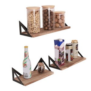 Floating Shelves, Long Wall Shelves (Set of 3), Wall Mounted Shelves With Brackets For Bedroom - Natural Wood by Couch.com