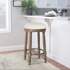 360° Swivel Wooden Barstools With Upholstered Seat, Counter Height (Set of 2) by Couch.com